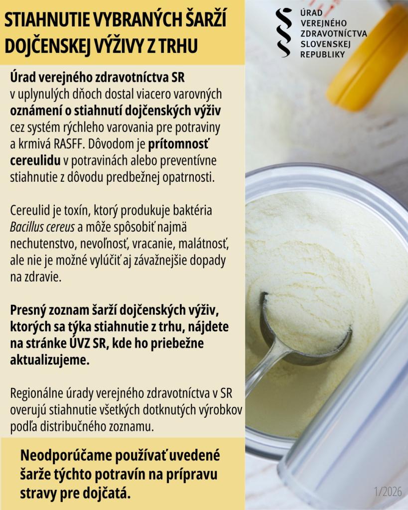 Stiahnutie vybraných šarží dojčenskej výživy z&nbsp;trhu